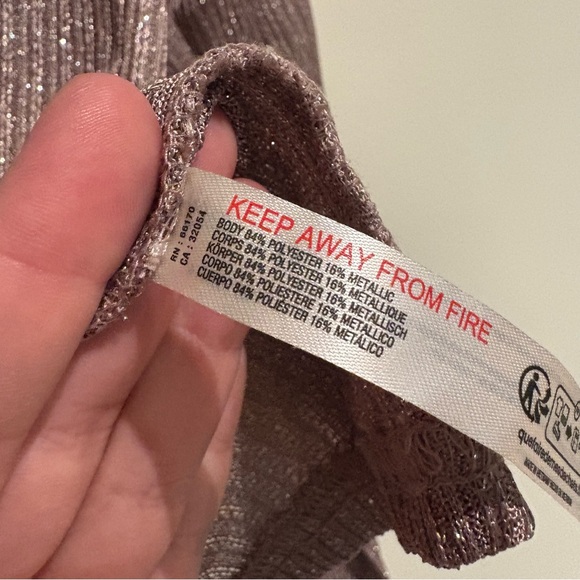 Daily Practice by Anthropologie Sheer Metallic Long-Sleeve Top in Taupe Small - Picture 7 of 11